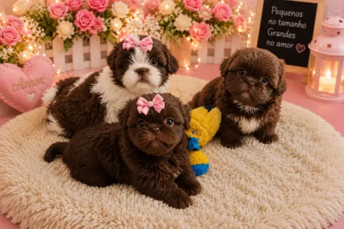 Shih-tzus linhagem chocolate perfeitos/ pais com pedigree/ contrato