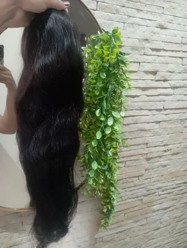 Aplique em Cabelo humano ondulado castanho no tic tac 70 centímetros 170 gramas pouco usad