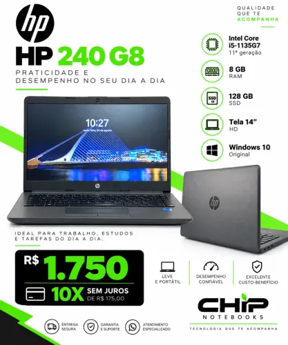 Notebook HP 240 G8 - Intel Core i5 11ª Geração | SSD | Pronto para Uso
