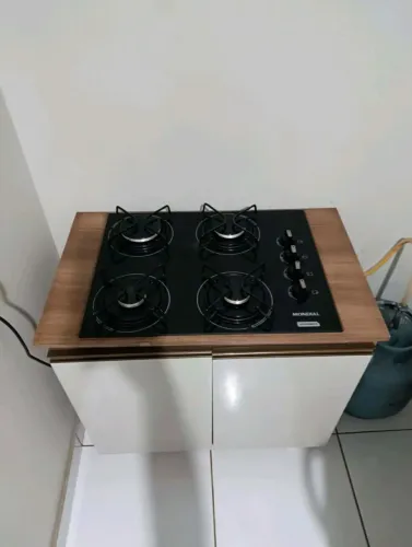 Gabinete fogão elétrico 4 bocas com botijão de gás 