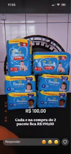 Fralda Pampers M,G,XG