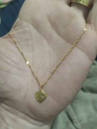 Cordão de ouro 18, com medalha coração , 3.1 gramas , 52 centímetros