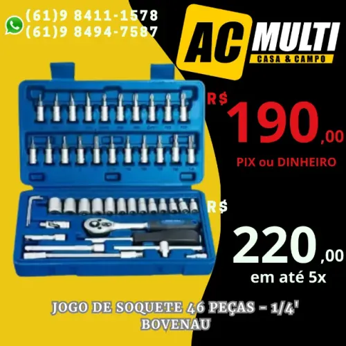 Jogo de soquete 46 peças - 1/4' Bovenau