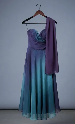 Vestido Exclusivo Degradê (Roxo & Verde Petróleo) - Tomara que Caia