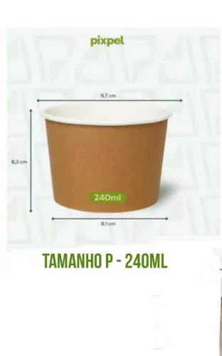 Potes de papel  kraft - 240ml - pacote com 25 unidades 