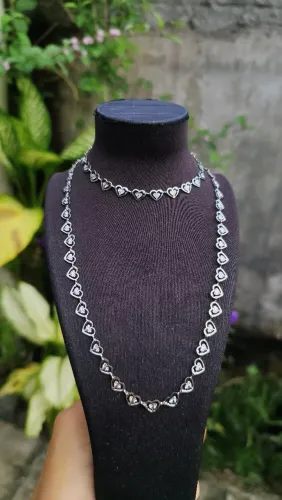 Colar e pulseira de coração em aço inoxidável