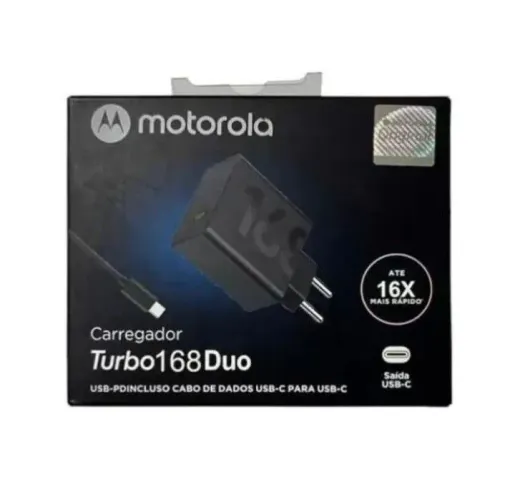 Carregador Motorola Turbo 168 Duo TipoC TipoC novo na caixa