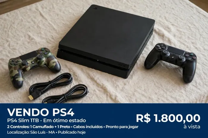 PS4 slim de 1tb  2 controles 