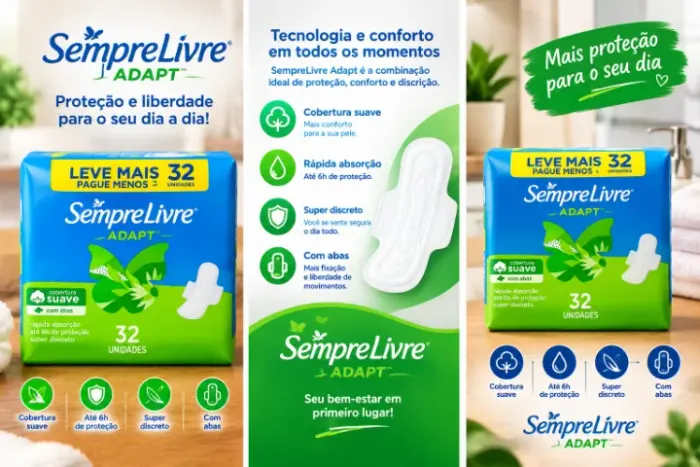 absorvente sempre livre adapt plus ,leve 32 unidades-diurno e noturno