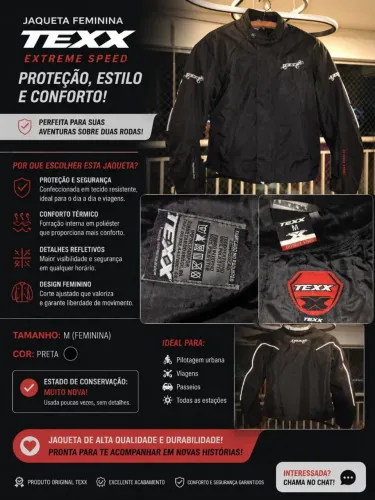 Jaqueta Feminina TEXX Extreme Speed - Tamanho M - Excelente Estado