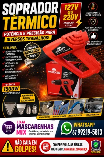 Soprador Térmico com Acessórios 1500W 127V Worker COD: 028