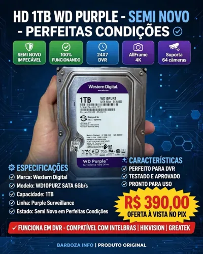 Hd semi novo wester digital 1 Tb