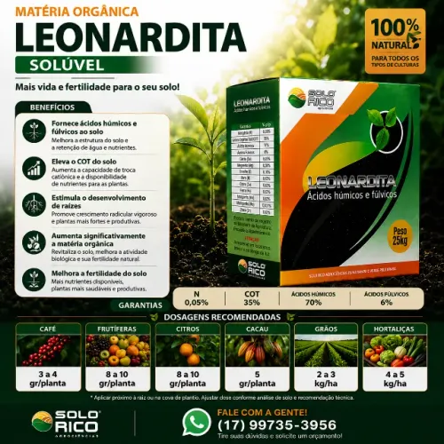 ? Leonardita Solúvel - Matéria Orgânica para o Solo