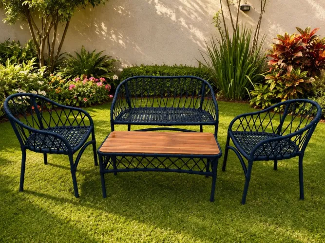 Conjunto de terraço em corda náutica 