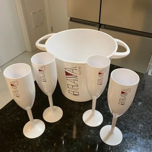 Kit Balde para Vinho + 4 Taças - Brava Wine