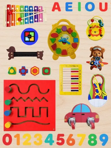PAINEL DE ATIVIDADES SENSORIAIS MONTESSORI BASIC 60x80