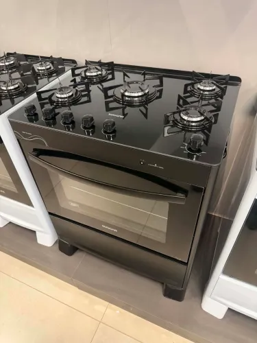 FOGÃO SUGGAR NEO GLASS 5 BOCAS PRETO NOVO