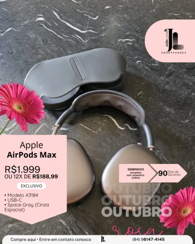 AIPODS MAX, USB-C, SEMINOVO, EXCLUSIVO