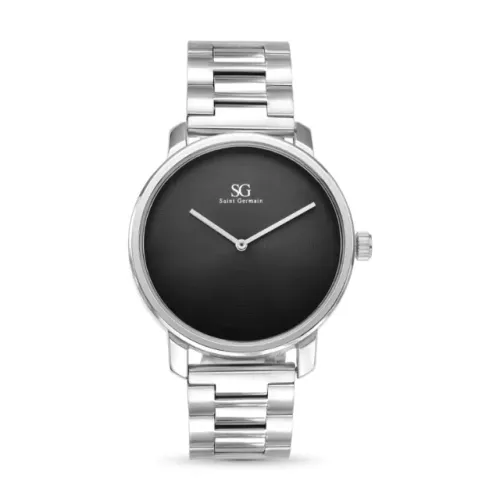 Relógio Masculino Redondo Vermont Pulseira Prata com Fundo Preto