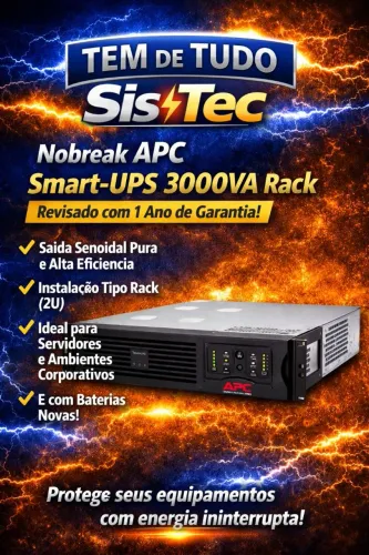 NOBREAK APC SMART-UPS 3000VA / 2700W - RACK REVISADO + BATERIAS NOVAS + GARANTIA 