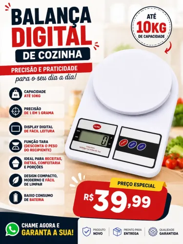 BALANÇA DIGITAL DE COZINHA 10kg