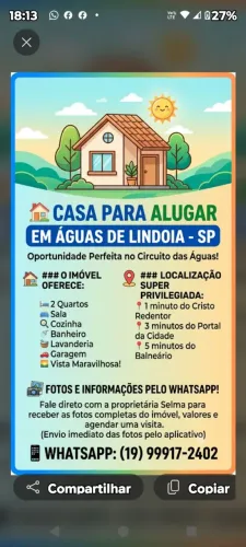 Casa para Alugar em Águas de Lindoia - SP (Falar com Selma)