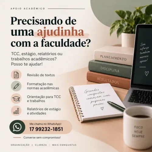 AJUDA ACADÊMICA - FACULDADE, CURSO TÉCNICO, TCC, ESTÁGIO