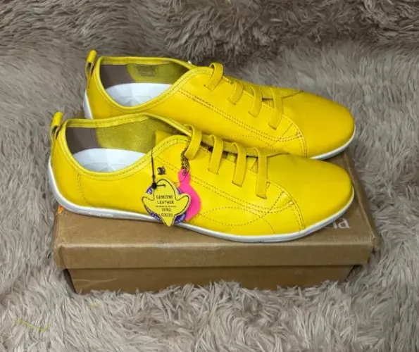 Tênis Sapatênis Feminino Couro Classic Lolly Cravo e Canela Amarelo Tamanho 39 Original