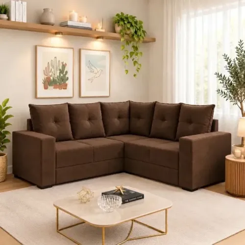 Sofa de canto na cor marrom (dividimos em ate 10x sem juros)