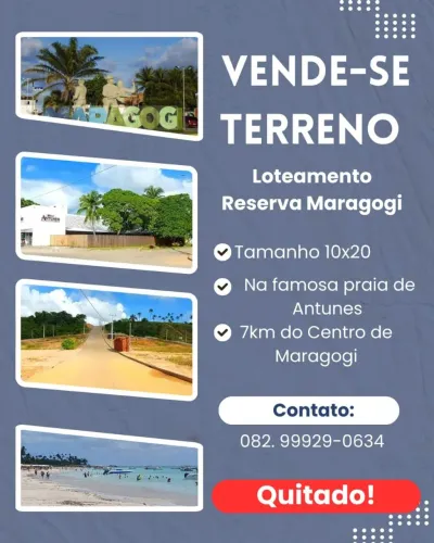 OPORTUNIDADE DE TERRENO !!! MARAGOGI - PRAIA DE ANTUNES
