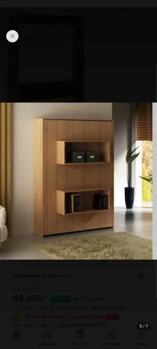 Cama Articulada Retrátil De Parede Casal 2 Nichos CM8016 marrom