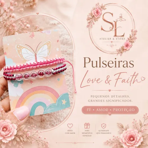 Pulseira Love & Faith | Artesanal Personalizada | Ajustável