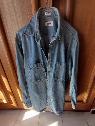 Camisa manga longa jeans masculina