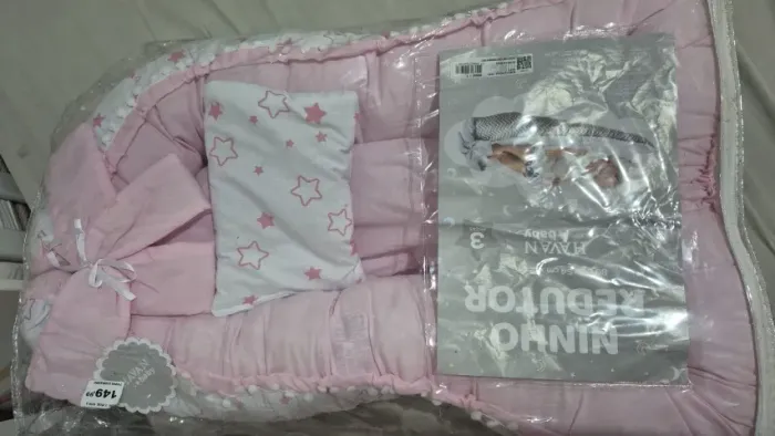 Ninho Redutor de Berço Havan Baby Rosa Estrela (3 Peças) - Na Embalagem