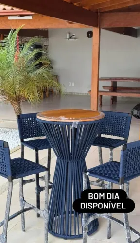 Conjunto Mesa alta bistrô Corda náutica
