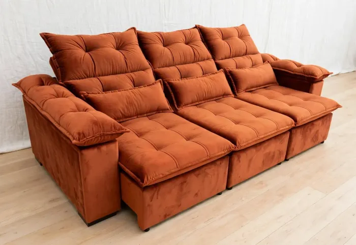 PROMOÇÃO: SOFÁ RETRÁTIL E RECLINÁVEL COM PILLOW SUPER CONFORTÁVEL DE FÁBRICA, PASSE O CEP