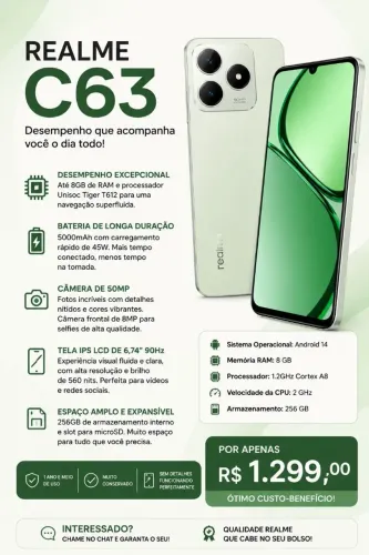 ? REALME C63 256GB + 8GB RAM ? MUITO CONSERVADO! ?