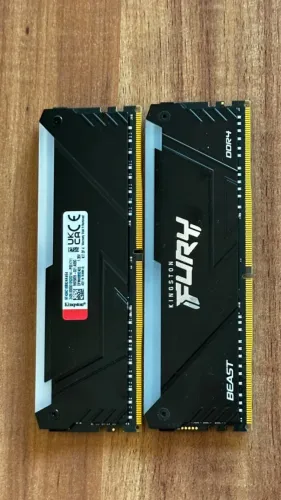 Memória DDR4 Kingston Fury Beast RGB, 32gbGB (2x16GB), 3600Mhz, Preto