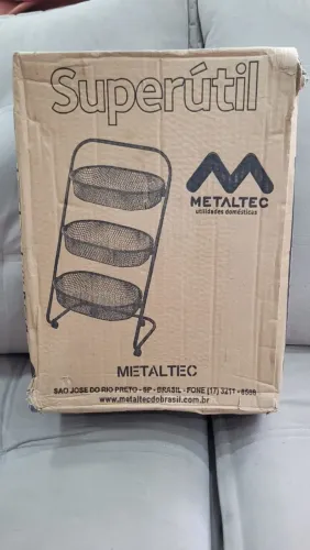 Fruteira Metaltec De Chão Em Aço Resistente Com Rodinhas 3 Cestos 