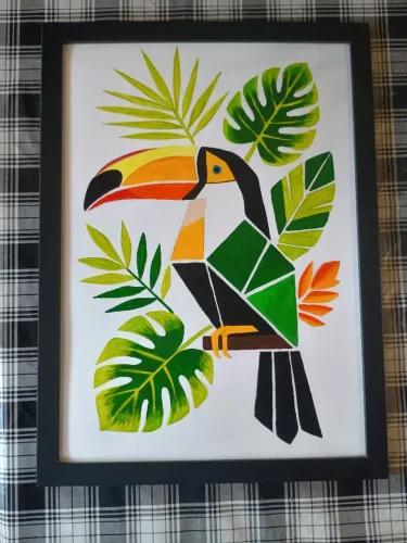 Par de Quadros Decorativos A3 - Tucano e Costela de Adão