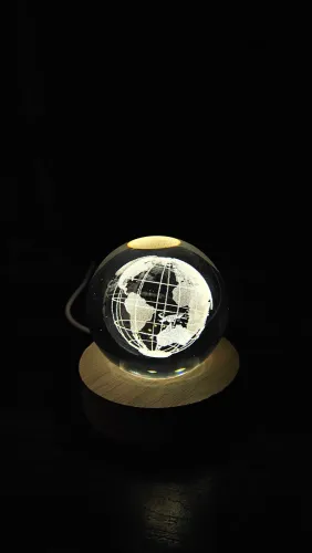 Luminária Bola de Vidro Cristal Planeta Terra
