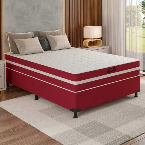Cama Box Casal Zeus (Colchão + Base) 138x188 Molas Ensacadas Bacetto