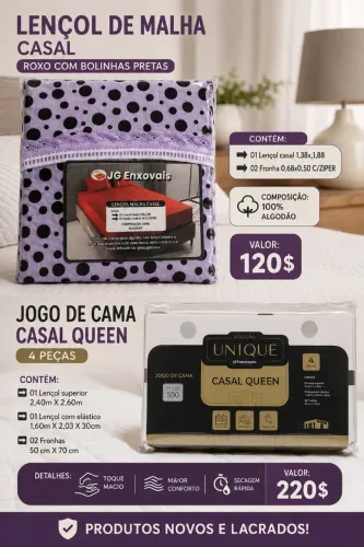 Jogo de lençol casal Malha,jogo de cama casal queen 4 peças, camisas,cuecas e toalhinha