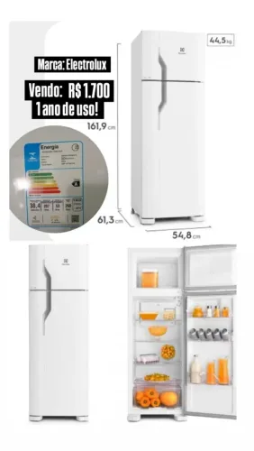 VENDO GELADEIRA ELECTROLUX 220V! R$ 1.700. 