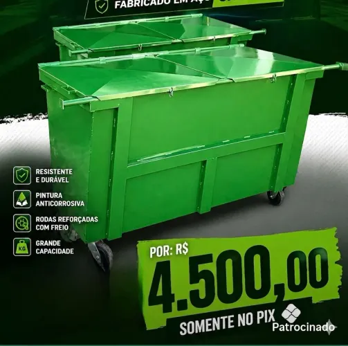 Lixeira contener basculante capacidade 1200lt norma ABNT NBR 1334