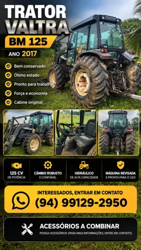 Trator Valtra BM 125 4x4 - Ano 2017 | Bem Conservado
