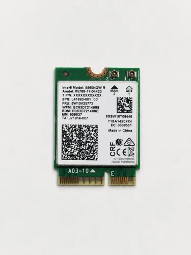 Placa Wi-Fi e Bluetooth Notebook Intel Wireless-AC 9560NGW Dual Band 1.73Gbps BT 5.0