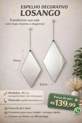 Espelho losango decorativo 