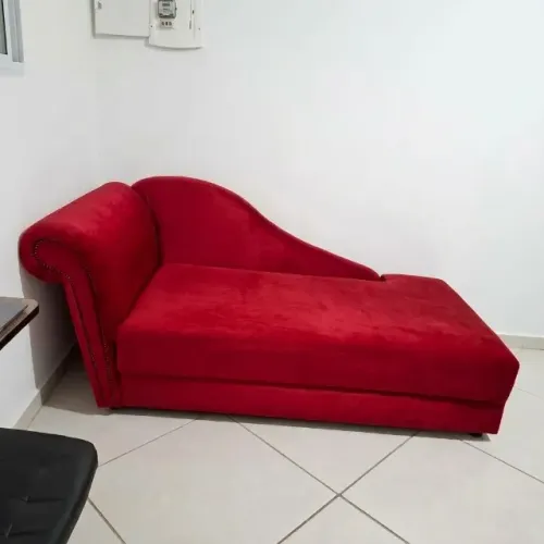 Espreguiçadeira de Veludo Vermelho