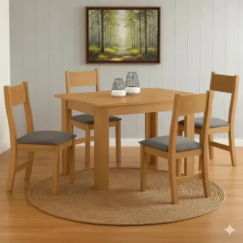 Jogo de Mesa Palace Grafite com 4 Cadeiras Brisa - Design Moderno